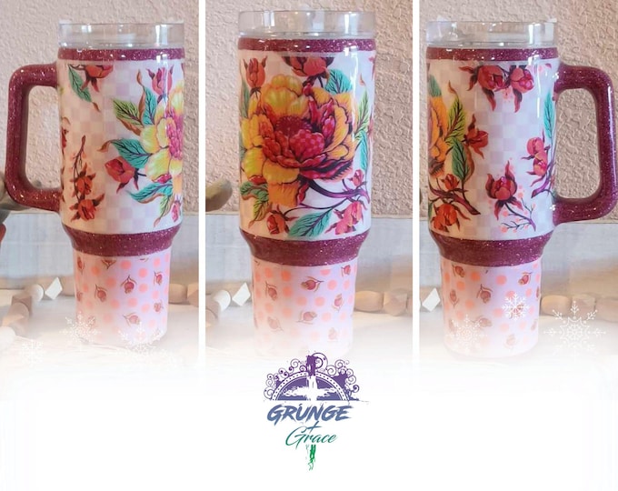 Custom Order Tula Pink Untamed Peony for your Thoughts Lunar 40oz Tumbler