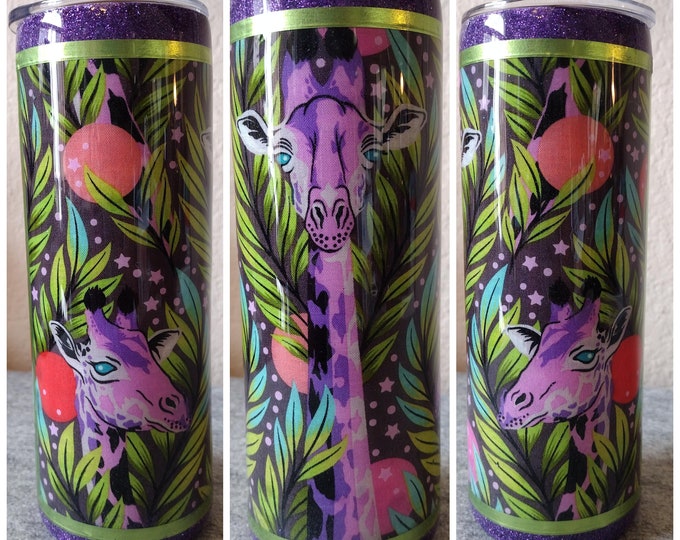 Custom Order Tula Pink Everglow Giraffe Tumbler