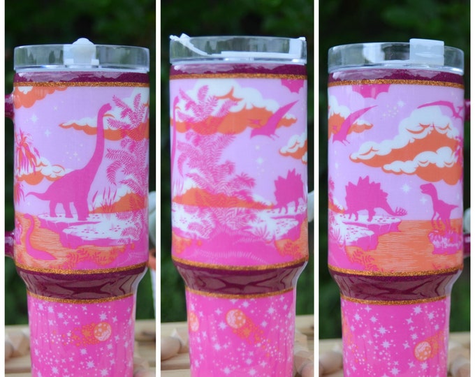Custom Order Tula Pink Roar Meteor Shower Pink 40oz Tumbler