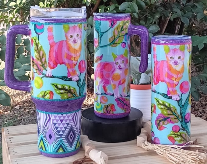 Custom Order Tula Pink Tabby Road Deja Vu Tumbler