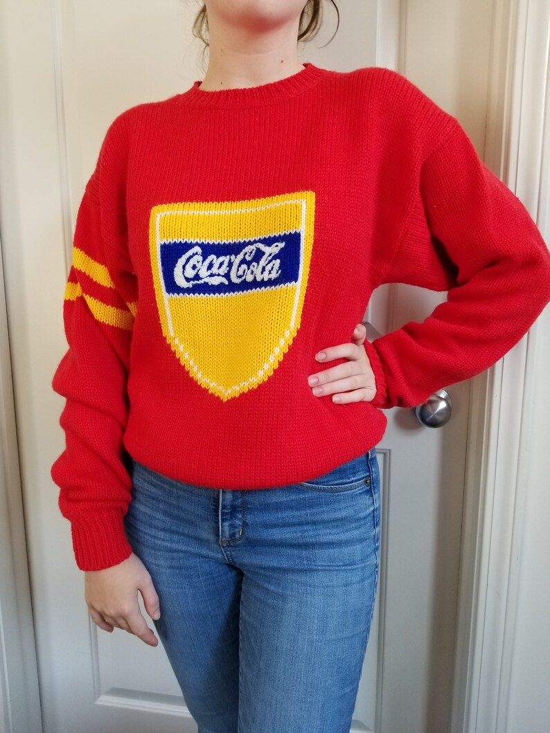 Vintage 1984 Coca-Cola Red Sweater with Yellow Crest | Etsy