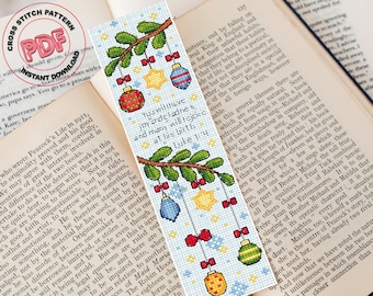Bible bookmark cross stitch pattern PDF, Christian handmade bookmark, Biblical quotes cross stitch chart, Christmas gift, Bible accessories