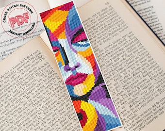 Women bookmark cross stitch pattern PDF, Aesthetic handmade bookmarks, Cute bookmark designs, Reading accessories, Book lover gifts