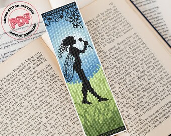Bookmark cross stitch pattern PDF download, Unique fantasy bookmarks, Cute handmade bookmark for women, Reader gift, Book accessories