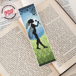 Bookmark cross stitch pattern PDF download, Unique fantasy bookmarks, Cute handmade bookmark for women, Reader gift, Book accessories