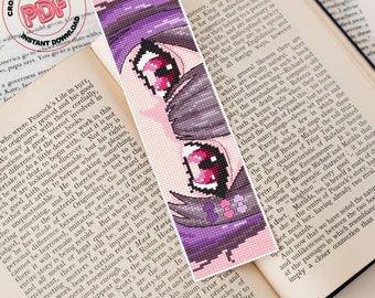 Anime Eyes Cross Stitch Bookmark Pattern PDF, Cute Anime Embroidery, DIY Cross Stitch for Book Lovers, Book Accessory, Instant Download