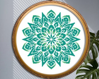 Mandala cross stitch pattern PDF Colorful Floral Mandala Geometric Mandala Modern counted cross stitch chart Easy beginner mandala ornament