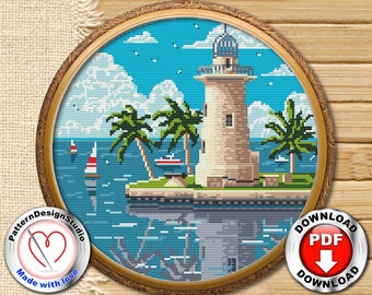 Biscayne National Park Easy Cross Stitch Embroidery Pattern PDF Instant Download Modern Cross Stitch Digital Chart Embroidery Design #P352