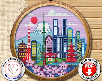 Tokyo Cross Stitch Embroidery Pattern Instant Download | Cross Stitch Patterns | Cross Pattern | Stitch Patterns | Cross Stitch World