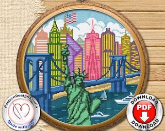 New York #P104 Kreuzstich Stickmuster Sofort Download | Kreuzstich Stickmuster | Kreuzmuster |Stichmuster |Kreuzstich Welt