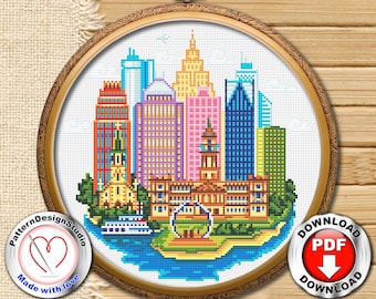 Detroit #P166 Cross Stitch Embroidery Pattern Instant Download | Cross Stitch Patterns | Cross Pattern| Stitch Patterns Cross Stitch World
