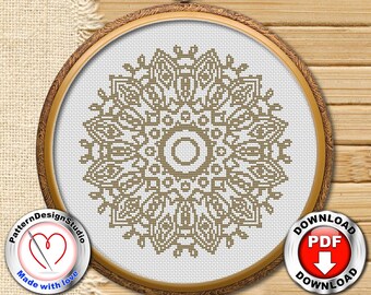 Modèle de mandala point de croix PDF, Point de croix compté, Point de croix géométrique, Broderie pour débutants, Point de croix facile, Motif de broderie