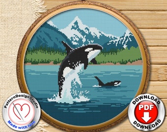 Vancouver Island #P215 Counted Cross Stitch Chart PDF Format | Cross-Stitch Flosses Embroidery for Home Decor | Modern Cross Stitch