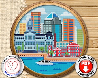 Baltimore #P232 Cross Stitch Embroidery Pattern Instant Download |Modern Cross Stitch |Cross Stitch World |Needlepoint Pattern PDF Download