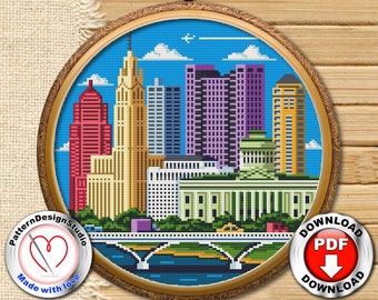 コロンバス オハイオ #P264 クロスステッチ刺繍パターン 即時ダウンロード | クロスステッチパターン | ステッチパターン | クロスステッチワールド