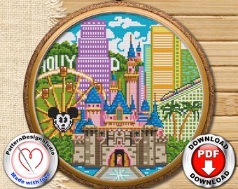 Los Angeles cross stitch pattern PDF digital file, Travel California cross stitch, City skyline, Modern cross stitch, Cross stitch world