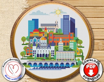 Connecticut #P200 Schema di ricamo a punto croce Download istantaneo/Schemi punto croce/Schema croce/Schemi punto punto croce mondo