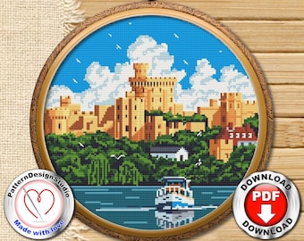 Castillo de Windsor bordado PDF patrón punto de cruz Descargar Inglaterra histórico patrón británico real principiantes avanzados #P269