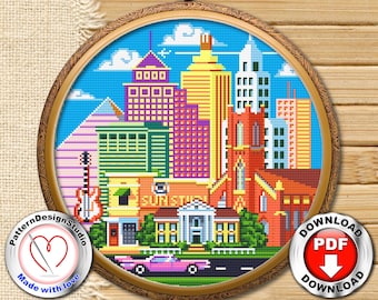 Memphis #P174 kruissteek borduurpatroon direct downloaden | Kruissteekpatronen | Kruispatroon | Steekpatronen Cross Stitch World