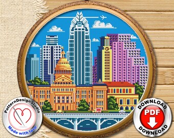 Austin #P195 Cross Stitch Embroidery Pattern Instant Download | Modern Embroidery | Stitch Patterns | Cross Stitch World |Needlework Pattern