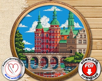 Denmark #P238 Cross Stitch Embroidery PDF Pattern Download | Modern Cross Stitch | Cross Designs | Stitch Design | Needlepoint Pattern