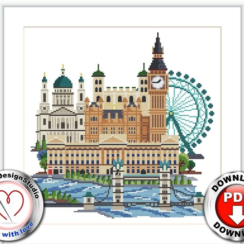London Cross Stitch Pattern PDF Instant Download Modern Etsy