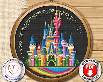 Paris Castle Magic Cross Stitch Sleeping Beauty Castle Counted cross stitch pattern Modern Cross Stitch Embroidery Designs PDF Download