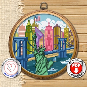 New York #P104 Cross Stitch Embroidery Pattern Instant Download | Cross Stitch Patterns | Cross Pattern |Stitch Patterns |Cross Stitch World