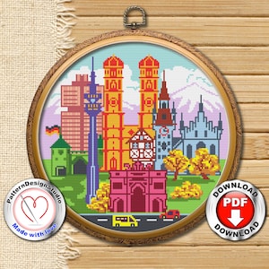 Munich #P9 Cross Stitch Embroidery Pattern Instant Download | Counted Cross Stitch Pattern | Modern Embroidery | Cross Stitch Munich