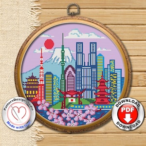 Tokyo Cross Stitch Embroidery Pattern Instant Download | Cross Stitch Patterns | Cross Pattern | Stitch Patterns | Cross Stitch World