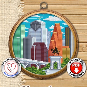 Houston #P107 Cross Stitch Embroidery Pattern Instant Download | Cross Embroidery Designs | Cross Stitch Pattern Houston |Cross Stitch World