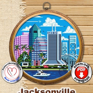 Jacksonville Florida #P246 Scarica modello PDF ricamo punto croce / Punto croce moderno / Schema punto croce / Schema mezzopunto
