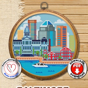 Baltimore #P232 Cross Stitch Embroidery Pattern Instant Download |Modern Cross Stitch |Cross Stitch World |Needlepoint Pattern PDF Download
