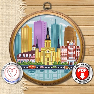 New Orleans#P110 Cross Stitch Embroidery Pattern Instant Download | City Cross Stitch | Pretty Little City |Cross Stitch World |PDF Download