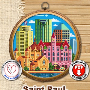 Saint Paul, Minnesota #P202 Cross Stitch Embroidery Pattern Instant Download | Counted Cross Stitch | Cross Stitch PDF Cross Stitch World