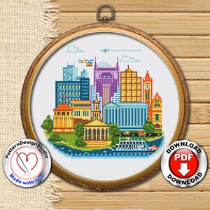 Hübsche kleine Nashville #P115 Kreuzstich Stickmuster Sofort Download | Moderne Stickerei | Stickmuster | Kreuzstich Welt