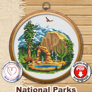National Parks USA #P262 Cross Stitch Embroidery Pattern PDF Download | Counted Cross Stitch Pattern | Cross Stitch Chart | Stitch Patterns