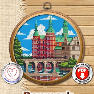Denmark #P238 Cross Stitch Embroidery PDF Pattern Download | Modern Cross Stitch | Cross Designs | Stitch Design | Needlepoint Pattern