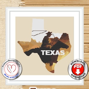Texas ornament Modern Counted Cross Stitch Pattern Nature cross stitch, Embroidery Design Landscape Modern Cross stitch Digital File PDF