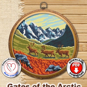 Nationalpark Kreuzstich PDF Tore der Arktis Berglandschaft Natur Reise Animal Crossing Einfache kreuzstichvorlage