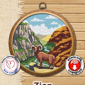 Zion National Park #P100 Cross Stitch Embroidery PDF Pattern Download | Stitching | Cross Stitch Embroidery | Cross Designs
