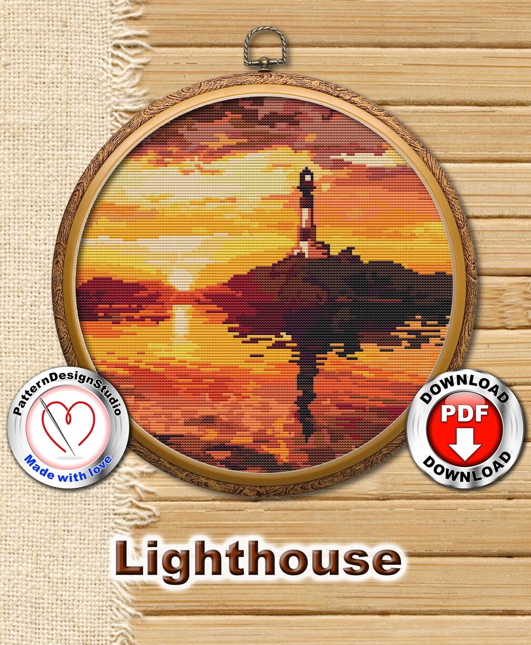 Lighthouse Landscape Cross Stitch Pattern Modern Counted Cross Stitch ...
