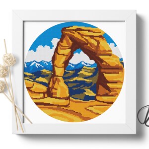 Arches#P27 Cross Stitch Embroidery Pattern PDF Instant Download Counted Cross Stitch Modern Cross Stitch Stitching Chart Utah Traveling