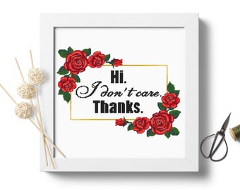Modern cross stitch pattern PDF with a floral wreath Quotes cross stitch Floral embroidery designs Sassy cross stitch Embroidery gift