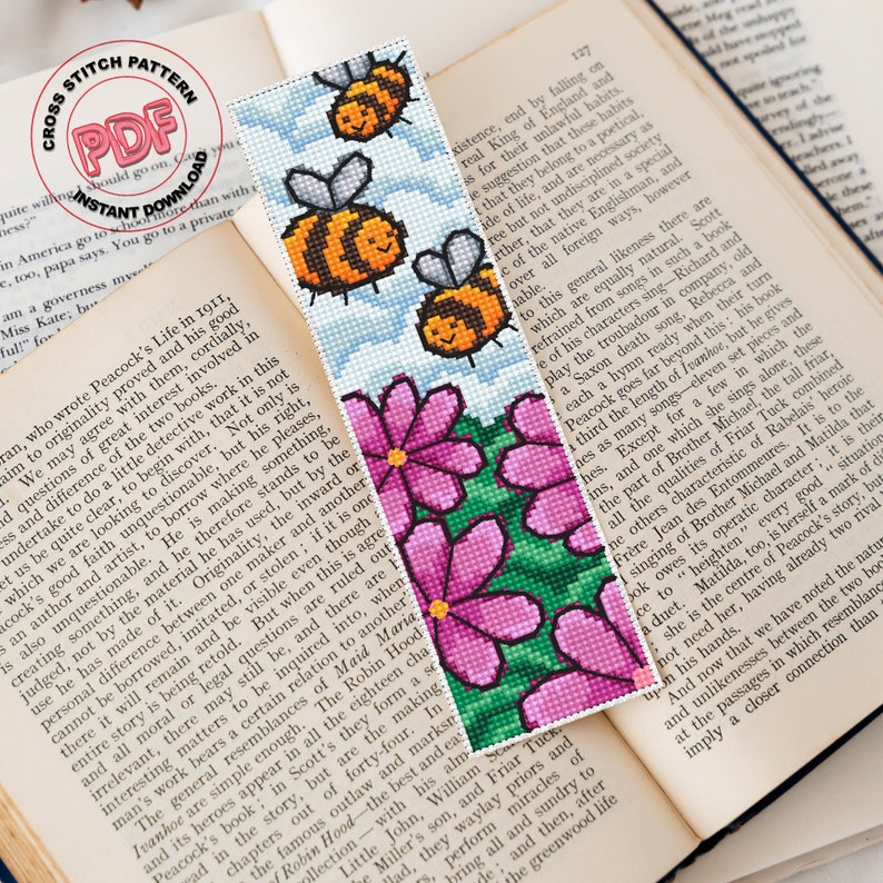 Bee Bookmark Cross Stitch Pattern PDF, Funny Children Bookmark, Cute ...