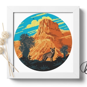 Nationaal park Guadalupe Mountains, Texas #P364 modern kruissteekpatroon direct downloaden | Afdrukbare kruissteekkaart pdf-indeling