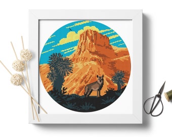 Guadalupe Mountains National Park Texas #P364 Modern Cross Stitch Pattern Instant Download | Cross Stitch Printable Chart PDF Format