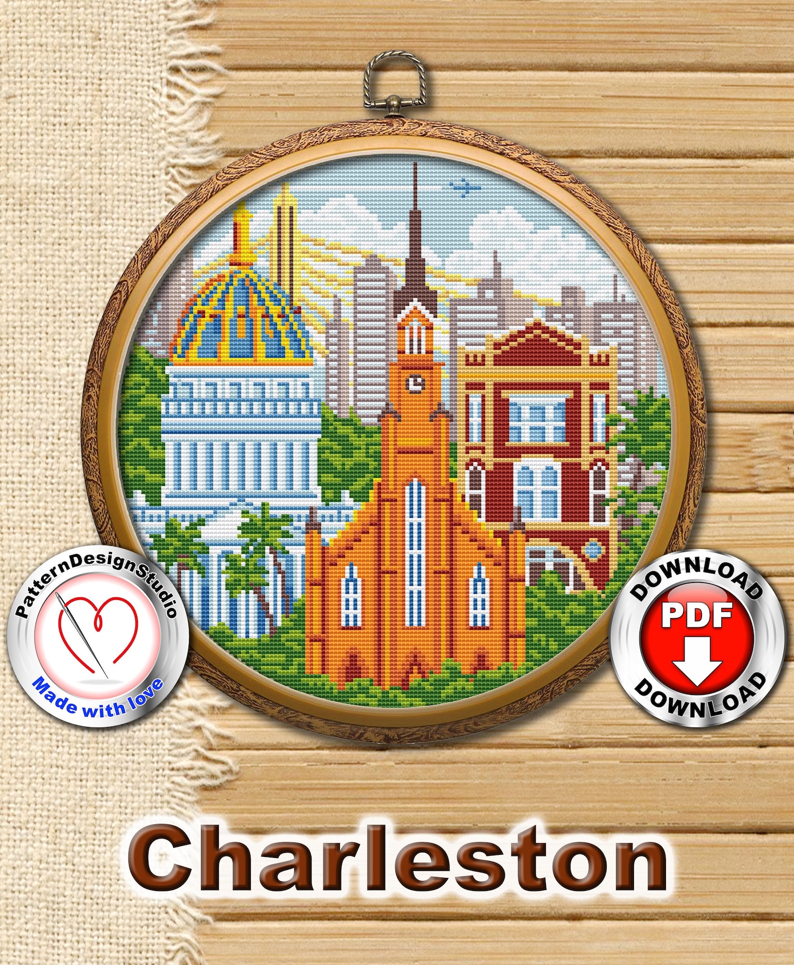 Charleston City Embroidery PDF Pattern Cross Stitch Download Etsy