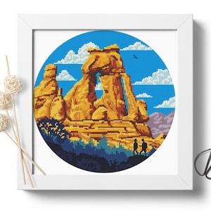 Canyonlands National Park Utah Kreuzstich PDF Muster-Download, Berge Landschaft Kreuzstich Designs, Kreuzstich gezählt