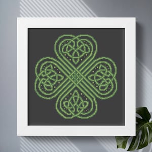 Celtic clover cross stitch pattern PDF download, Celtic knot cross stitch, st Patrick&#39;s day, Shamrock cross stitch, Irish easy cross stitch